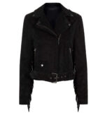 Men Black Belted Zipper Fringe Suede Jacket, Classic Trendy Scooter Fashion Jacket - leathersguru