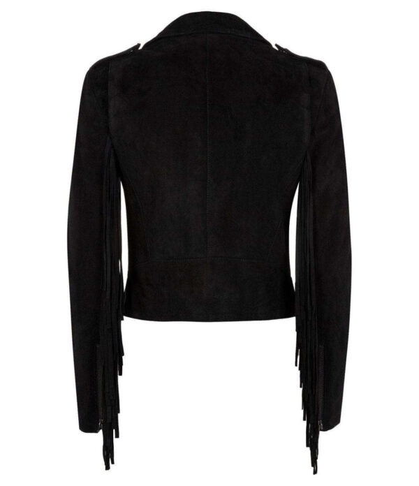 Men Black Belted Zipper Fringe Suede Jacket, Classic Trendy Scooter Fashion Jacket - leathersguru