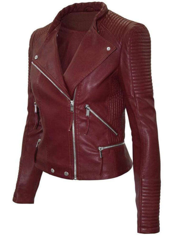 Men's New Maroon Zipper Padded Motorbike Leather Jacket, Classic Trendy Scooter Fashion Stylish Jacket - leathersguru