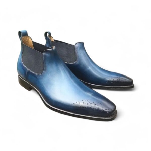 Bespoke Blue Half Chelsea Leather Boot - leathersguru