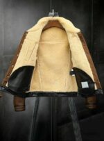 Men's Brown B3 RAF Flight Bomber Aviator Fax Shearling Real Leather Jackets
