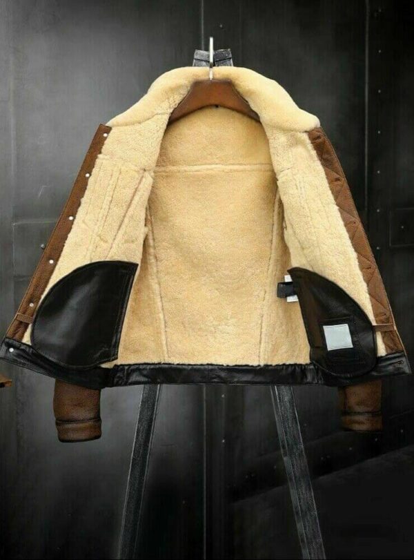 Men's Brown B3 RAF Flight Bomber Aviator Fax Shearling Real Leather Jackets