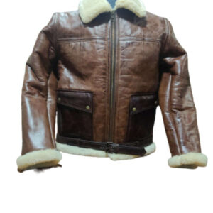 Men's RAF B3 Bomber Flight Aviator Real Shearling Fur Sheepskin Leather Jacket