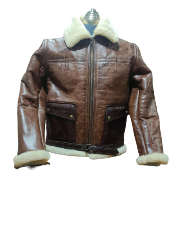 Men's RAF B3 Bomber Flight Aviator Real Shearling Fur Sheepskin Leather Jacket