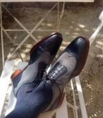 Bespoke Two Tone Wing Tip Lace Up Shoe for Men's