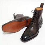 Men's Ankle High Brown Leather Cap Toe Lace Up Boots - leathersguru