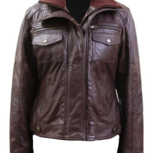 Dark Brown Zipper Pocket Jacket,Men's Biker Jacket