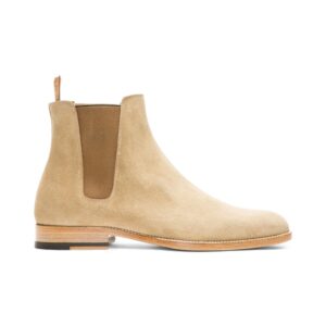 Handmade Men's Ankle High Beige Suede Chelsea Boot - leathersguru