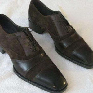 Handmade Brown Cap Toe Leather Suede Shoe - leathersguru