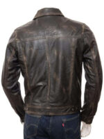 Men's Genuine Vintage Leather Jeans Jacket Unique Brown Slim Motorcycle jacket - leathersguru