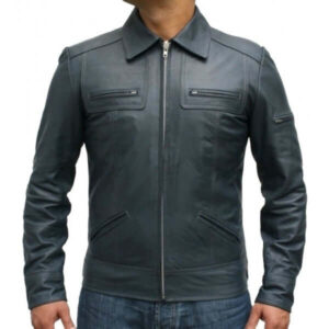 Vintage Style Midnight Blue Men's Leather Jacket