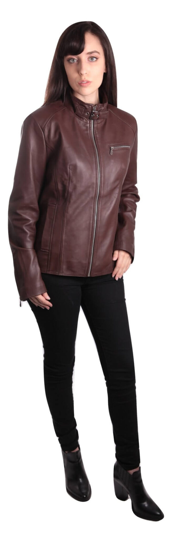 Handmade Leather Skin Women Black Padded Brando Leather Jacket - leathersguru