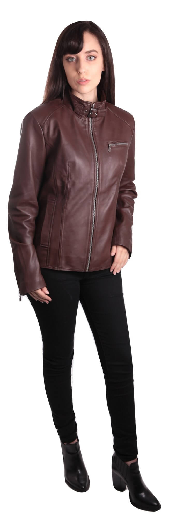 Handmade Leather Skin Women Black Padded Brando Leather Jacket - leathersguru