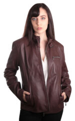 Handmade Leather Skin Women Black Padded Brando Leather Jacket - leathersguru