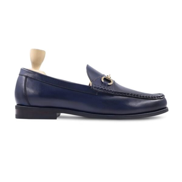 Handmade Men's Blue Leather Loafer Shoes