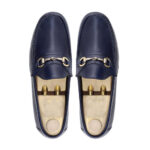 Handmade Men's Blue Leather Loafer Shoes