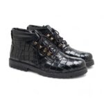 Ankle High Black Alligator Texture Boot