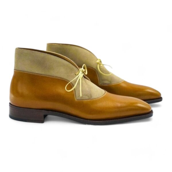 Men's Beige Suede & Tan Leather Chukka Boot