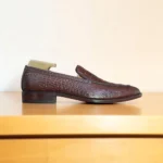 Hand Crafted Brown Alligator Loafer Shoes